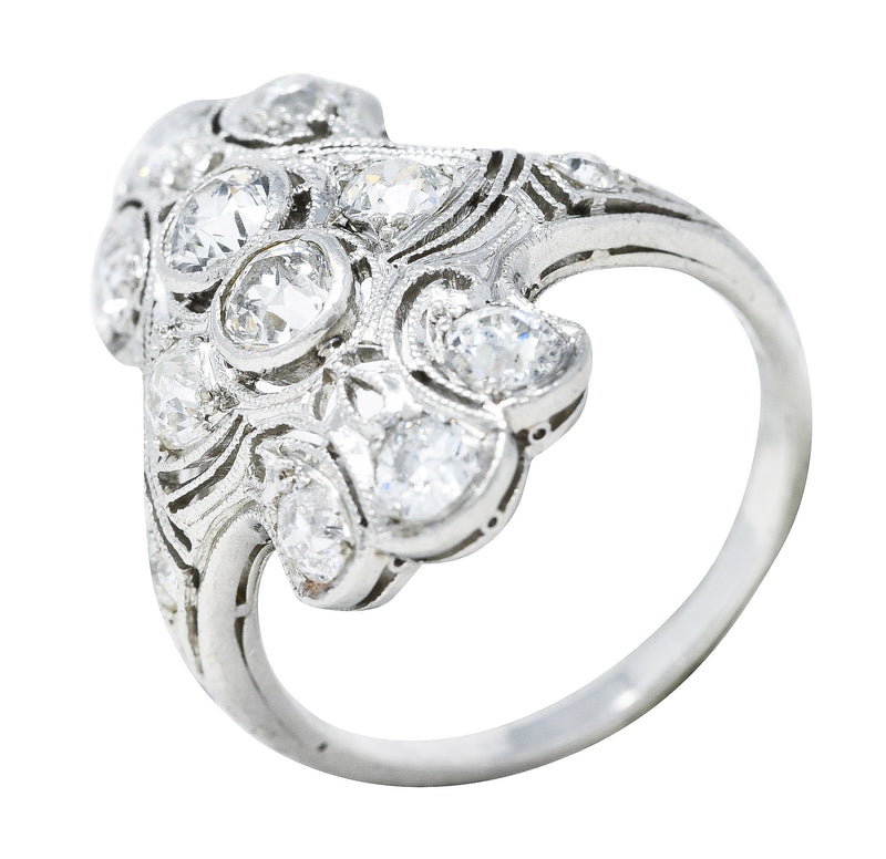 1920's Art Deco 1.50 CTW Diamond Platinum Dinner Ring Wilson's Antique & Estate Jewelry