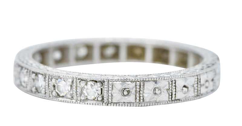 Art Deco Diamond Platinum Orange Blossom Wheat Wedding Band Ring Wilson's Antique & Estate Jewelry