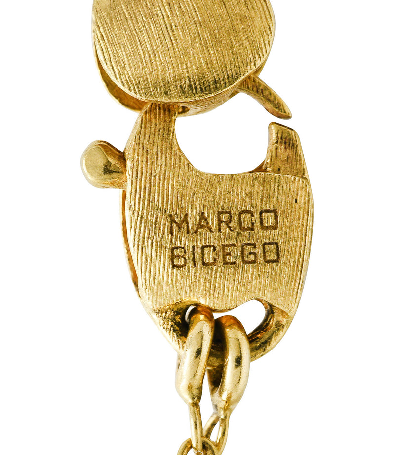 Marco Bicego Contemporary Multi-Gem Diamond 18 Karat Two-Tone Gold Paradise Lariate Tassel Necklace Wilson's Estate Jewelry
