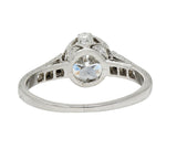 Art Deco 1.75 CTW Old European Cut Diamond Platinum Lotus Engagement Ring GIA