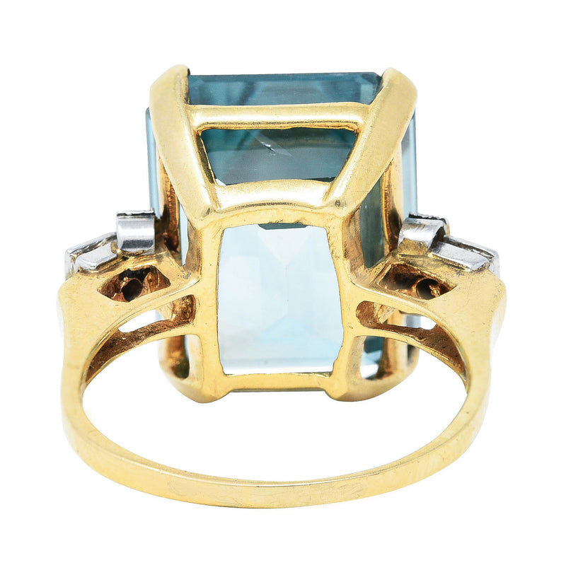 Retro 24.12 CTW Diamond Zircon Platinum 14 Karat Gold Cocktail Ring Wilson's Estate Jewelry