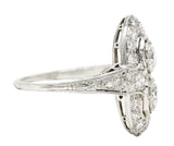 Art Deco 1.60 CTW Old European Cut Diamond Platinum Two Stone Halo Dinner Ring Wilson's Estate Jewelry