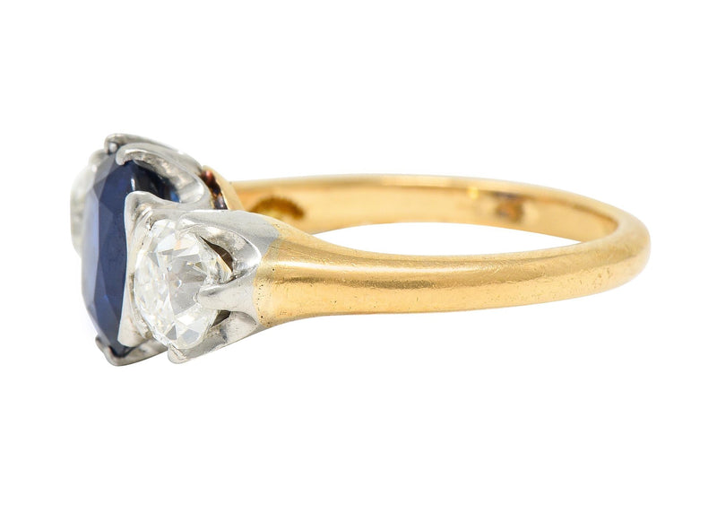 Tiffany & Co. Victorian 2.48 CTW Sapphire Diamond Platinum 18 Karat Ring GIA