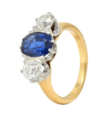 Tiffany & Co. Victorian 2.48 CTW Sapphire Diamond Platinum 18 Karat Ring GIA