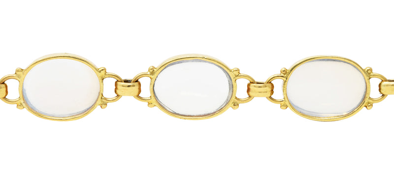 Retro Moonstone Cabochon 14 Karat Yellow Gold Vintage Link Bracelet Wilson's Estate Jewelry