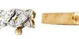 Vintage 15.75 CTW Sapphire Diamond Silver-Topped 18 Karat Yellow Gold Flower Station Necklace Wilson's Estate Jewelry