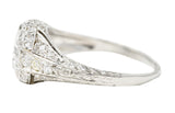 Art Deco Platinum 1.53 CTW Old European Cut Diamond Platinum Wheat Engagement Ring Wilson's Estate Jewelry