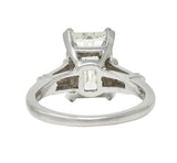 Mid-Century 3.26 CTW Step Cut Diamond Platinum Engagement Ring GIA