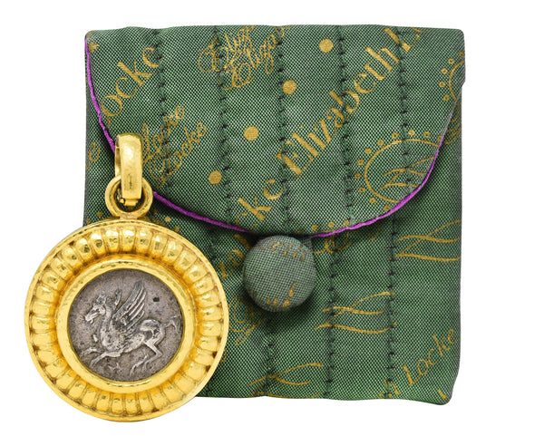 Elizabeth Locke Vintage Coin 18 Karat Gold Enhancer Pendant Medallion Wilson's Estate Jewelry
