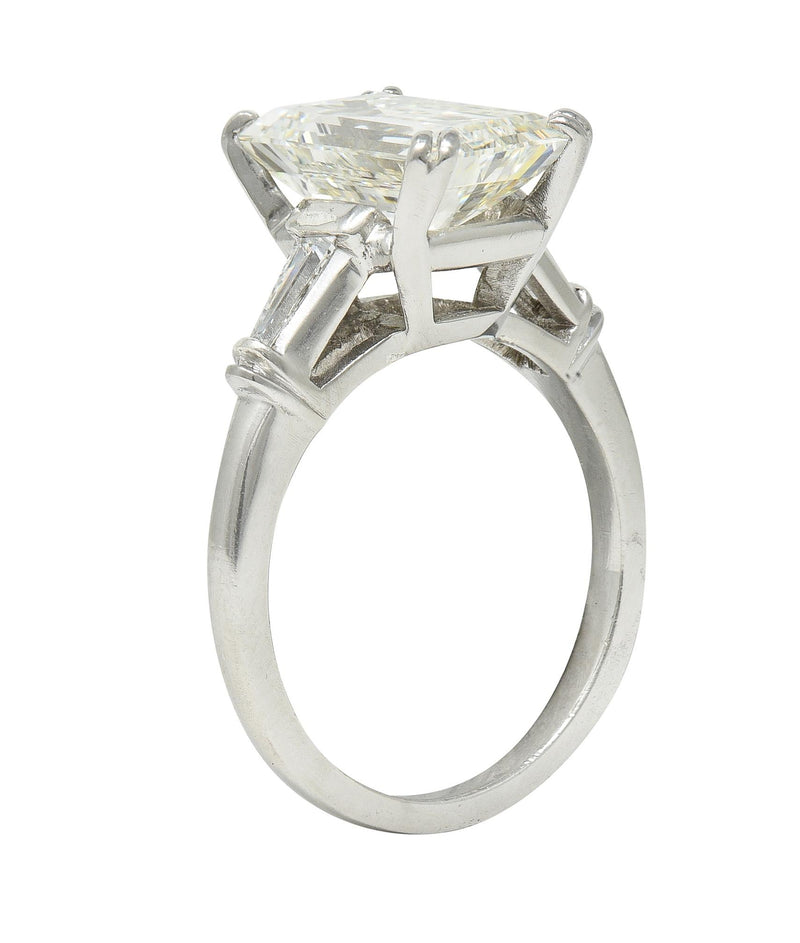 Mid-Century 3.26 CTW Step Cut Diamond Platinum Engagement Ring GIA