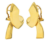 Vintage Paloma Picasso Tiffany & Co. 18 Karat Yellow Gold Ribbon Earrings Wilson's Estate Jewelry