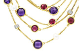 David Yurman Amethyst Pink Tourmaline Pearl Pave Diamond 18 Karat Gold Multi-Strand Necklace Wilson's Estate Jewelry