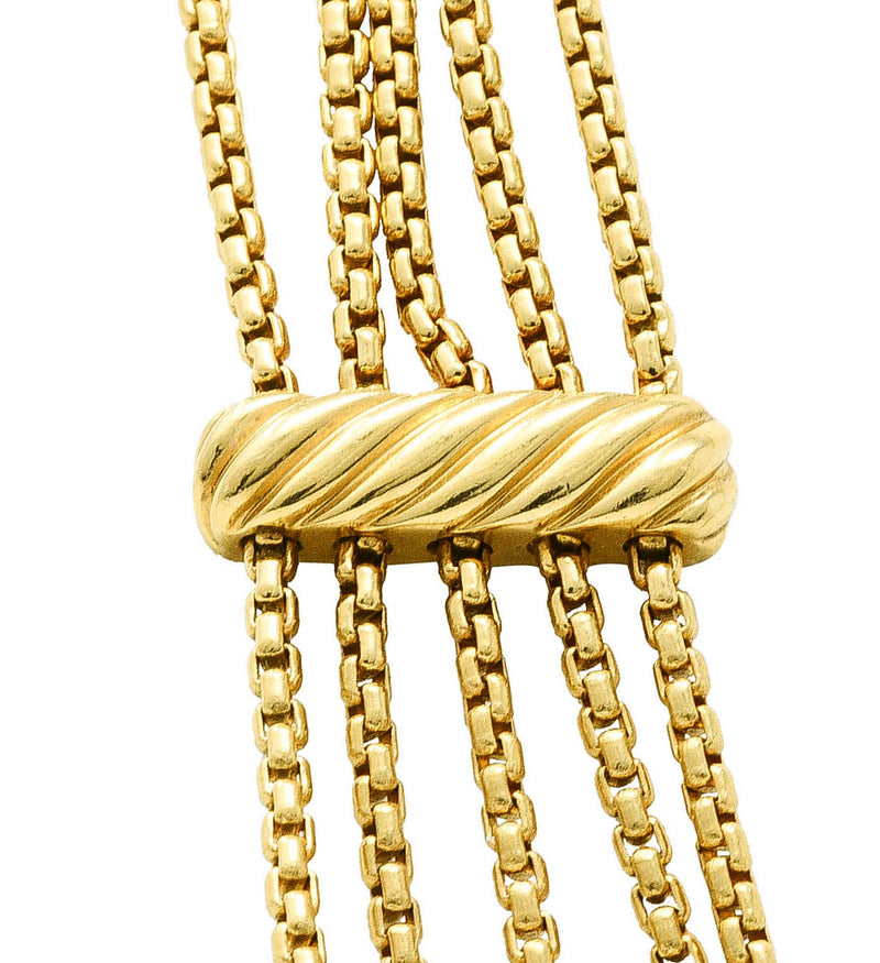 David Yurman Amethyst Pink Tourmaline Pearl Pave Diamond 18 Karat Gold Multi-Strand Necklace Wilson's Estate Jewelry
