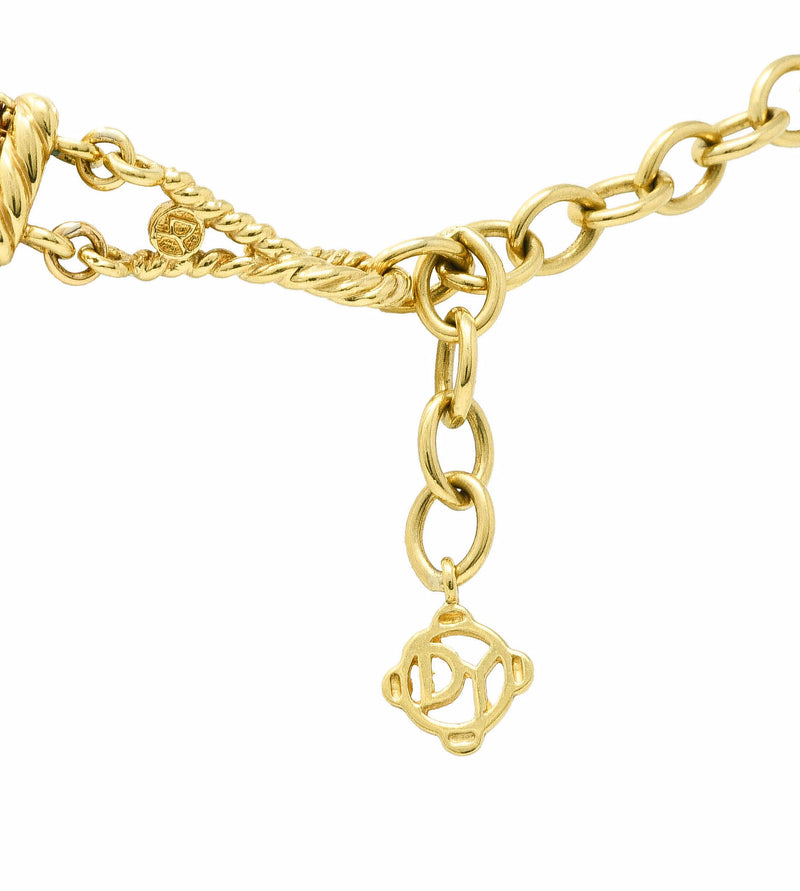 David Yurman Amethyst Pink Tourmaline Pearl Pave Diamond 18 Karat Gold Multi-Strand Necklace Wilson's Estate Jewelry