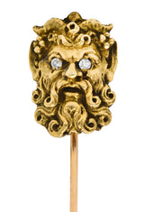 Art Nouveau Diamond 14 Karat Gold Pan Satyr Greek God StickpinStick Pin - Wilson's Estate Jewelry