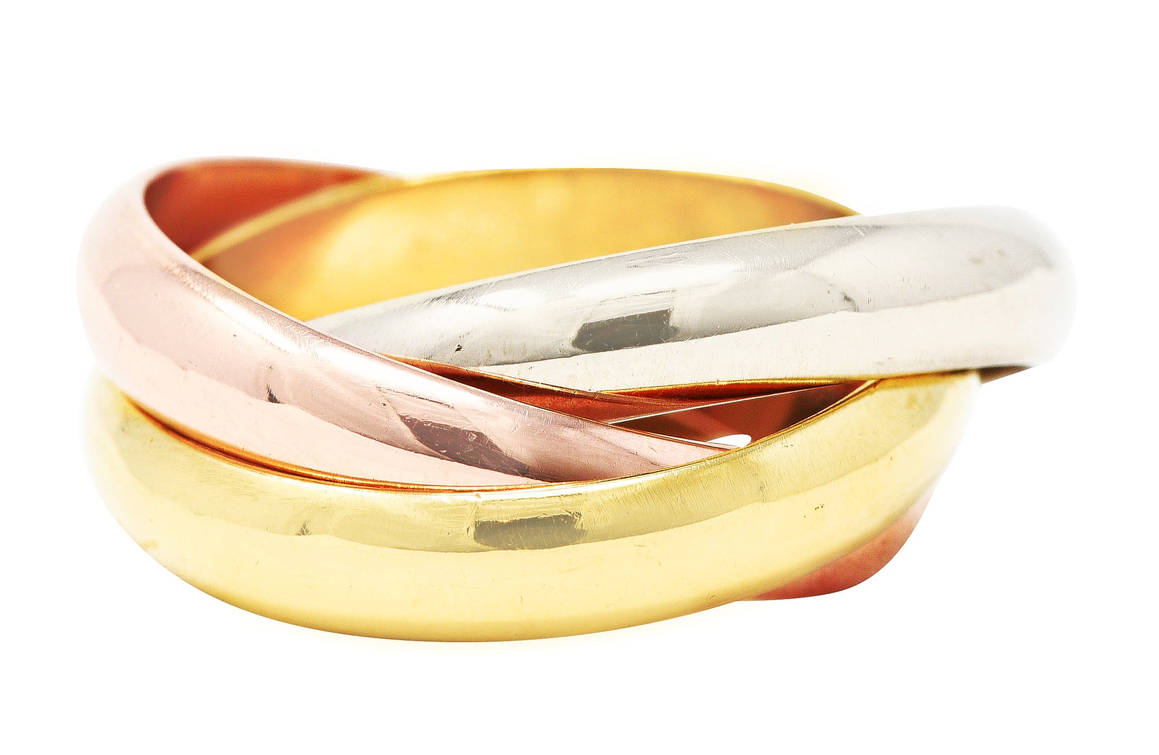 1997 Cartier Vintage 18 Karat Tri-Colored Gold Trinity Rolling