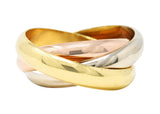 1997 Cartier Vintage 18 Karat Tri-Colored Gold Trinity Rolling Band Ring Wilson's Estate Jewelry