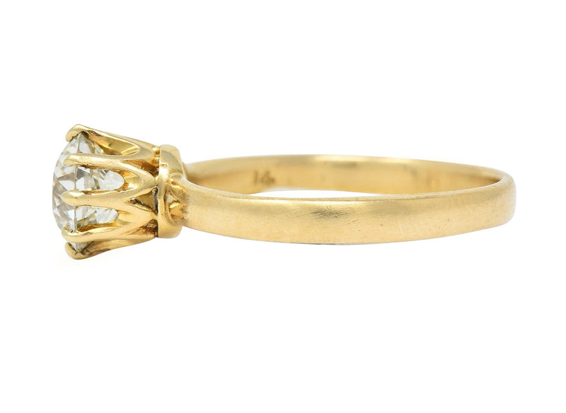 Victorian 1.00 CTW Old European Cut Diamond 14 Karat Solitaire Engagement Ring