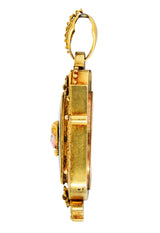1870's Baroque Enamel Diamond 14 Karat Gold Mourning Locket Pendantcharm - Wilson's Estate Jewelry