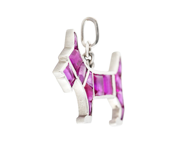 Art Deco Ruby Platinum Scottish Terrier Dog Charm Wilson's Estate Jewelry