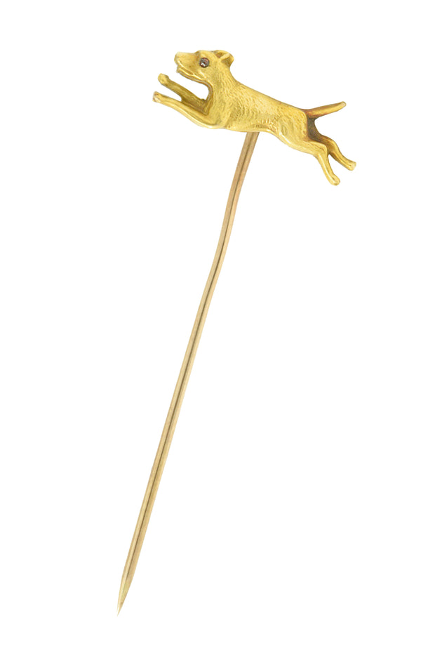 Victorian 14 Karat Gold Dog Stickpin Circa 1900Stick Pin - Wilson's Estate Jewelry
