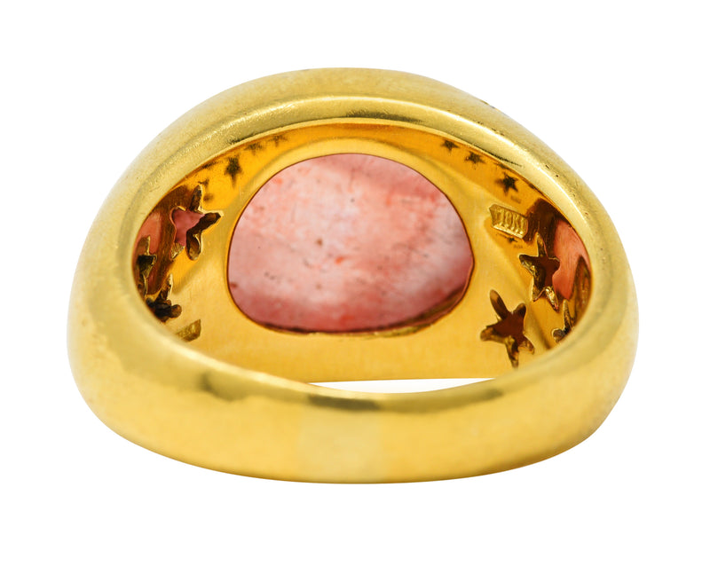H. Stern Italian Rutilated Quartz Diamond 18 Karat Yellow Gold Gemstone Ring Wilson's Estate Jewelry