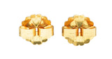 Retro Carved Jade Diamond 14 Karat Two-Tone Gold Vintage Leaf Stud Earrings Wilson's Estate Jewelry