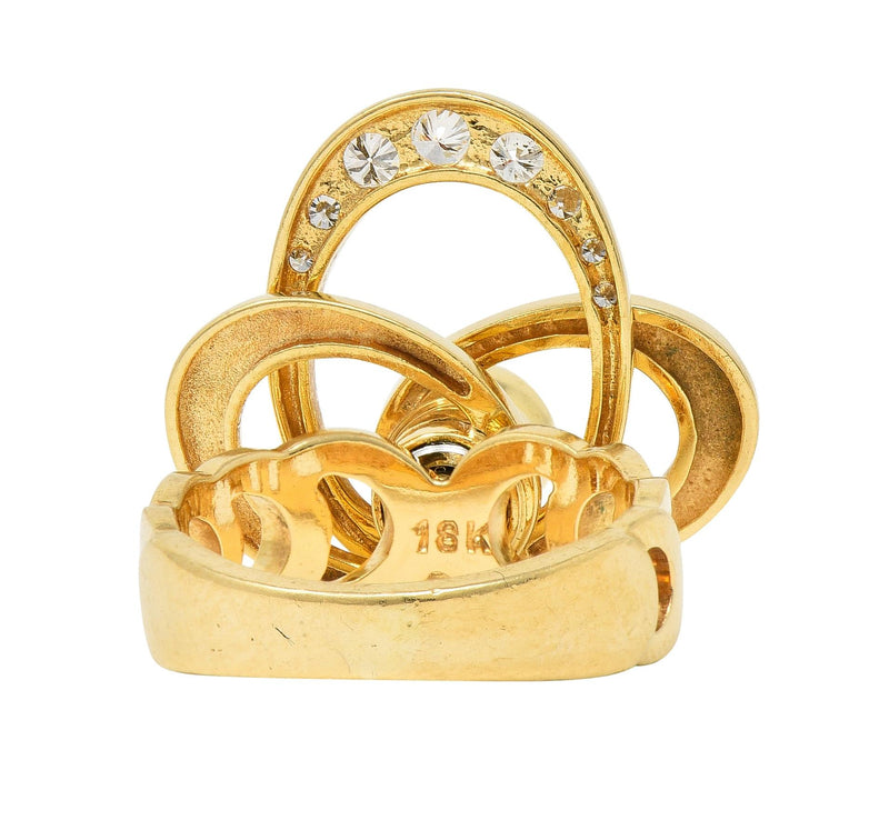 Norman Teufel Diamond 18 Karat Gold Arch Vintage Kinetic Fidget Spinning Ring