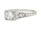 Tiffany & Co. Art Deco European Diamond Platinum Scroll Antique Engagement Ring