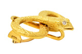 Victorian Diamond 18 Karat Yellow Gold Infinity Love Knot Antique Snake Brooch Wilson's Estate Jewelry