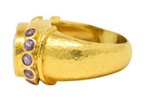 Elizabeth Locke Vintage Lavender Sapphire Aquamarine 19 Karat Yellow Gold Ring Wilson's Estate Jewelry