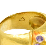 Elizabeth Locke Vintage Lavender Sapphire Aquamarine 19 Karat Yellow Gold Ring Wilson's Estate Jewelry