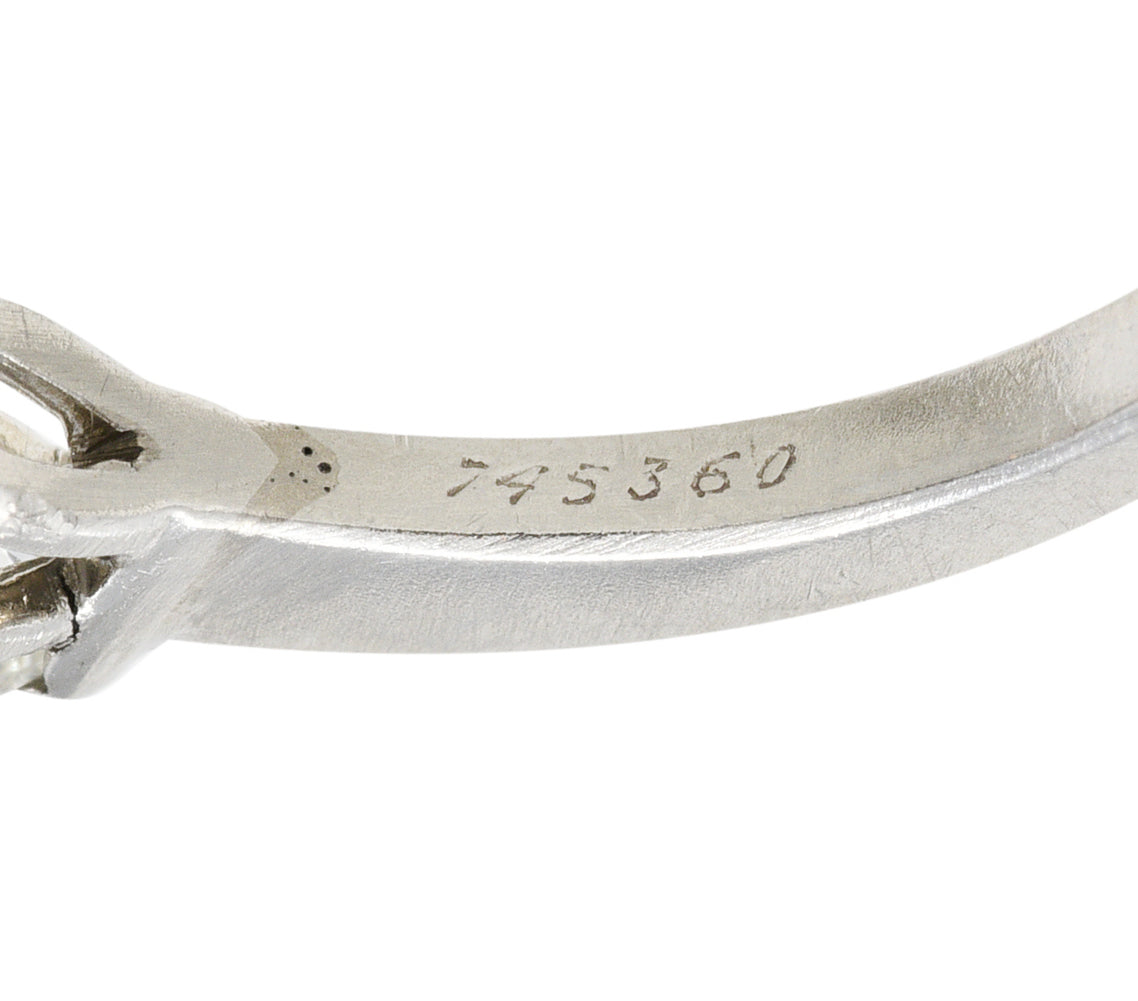 Cartier Mid-Century 2.06 CTW Diamond Platinum Pear Three Stone Engagement Ring Wilson's Estate Jewelry
