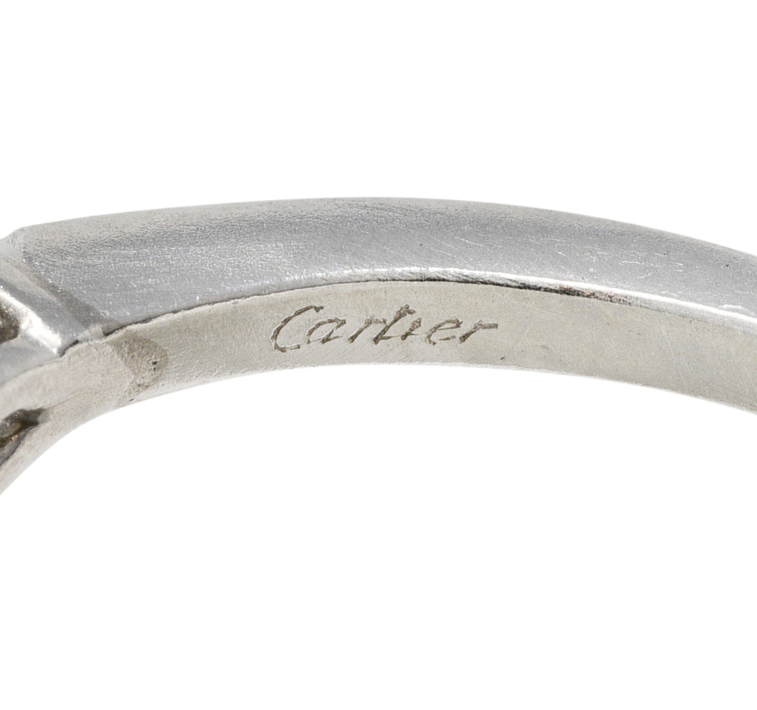 Cartier Mid-Century 2.06 CTW Diamond Platinum Pear Three Stone Engagement Ring Wilson's Estate Jewelry