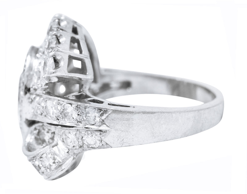 1950's Mid-Century 2.35 CTW Diamond Platinum Dinner Ring Wilson's Estate Jewelry