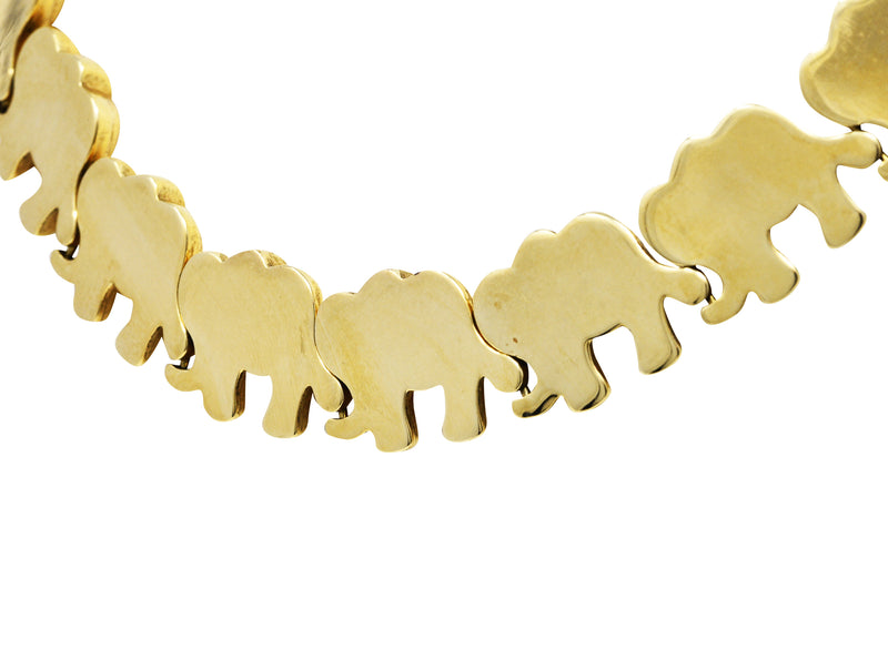 Vintage Italian 14 Karat Gold Elephant Link NecklaceNecklace - Wilson's Estate Jewelry