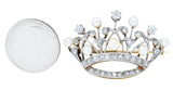 Edwardian 1.25 CTW Diamond Pearl Platinum-Topped 18 Karat Gold Crown Brooch Wilson's Estate Jewelry