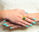 Vintage Carved Emerald 18 Karat Gold Green Man Men’s Unisex RingRing - Wilson's Estate Jewelry
