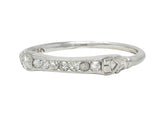 Art Deco Diamond 18 Karat White Gold Orange Blossom Wedding Band Ring
