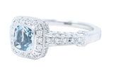 Contemporary 2.00 CTW Aquamarine Diamond Platinum Gemstone Ring Wilson's Estate Jewelry