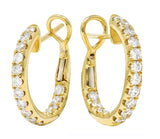 Contemporary 1.13 CTW Diamond 14 Karat Yellow Gold 18MM Hoop Earrings Wilson's Estate Jewelry