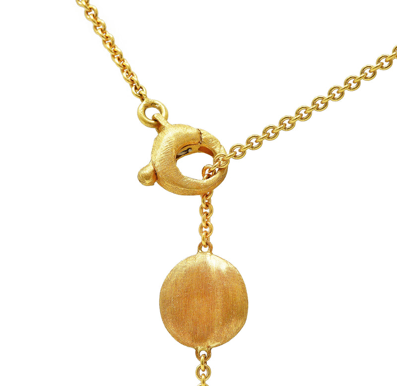 Marco Bicego Citrine Topaz Tourmaline Amethyst Multi-Gem 18 Karat Yellow Brushed Gold Jaipur Station Necklace Wilson's Estate Jewelry