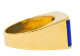 Retro Lapis Lazuli 14 Karat Yellow Gold Unisex Signet Ring Wilson's Estate Jewelry