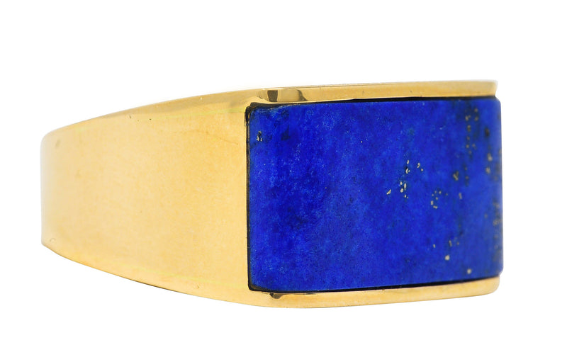 Retro Lapis Lazuli 14 Karat Yellow Gold Unisex Signet Ring Wilson's Estate Jewelry