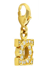 Cartier Diamond 18 Karat Yellow Gold C De Cartier Initial Logo Charm Wilson's Estate Jewelry