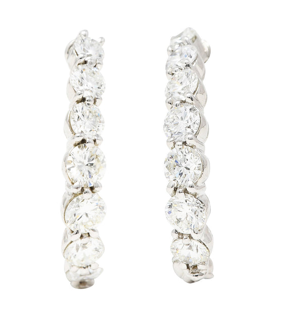 Modern 2.00 CTW Diamond 18 Karat White Gold Half Hoop Earrings Wilson's Estate Jewelry