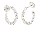 Modern 2.00 CTW Diamond 18 Karat White Gold Half Hoop Earrings Wilson's Estate Jewelry