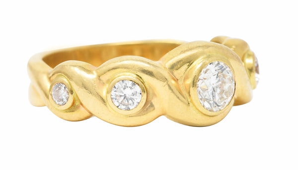 1970's 0.70 CTW 14 Karat Yellow Gold Scroll Vintage Five Stone Ring Wilson's Estate Jewelry