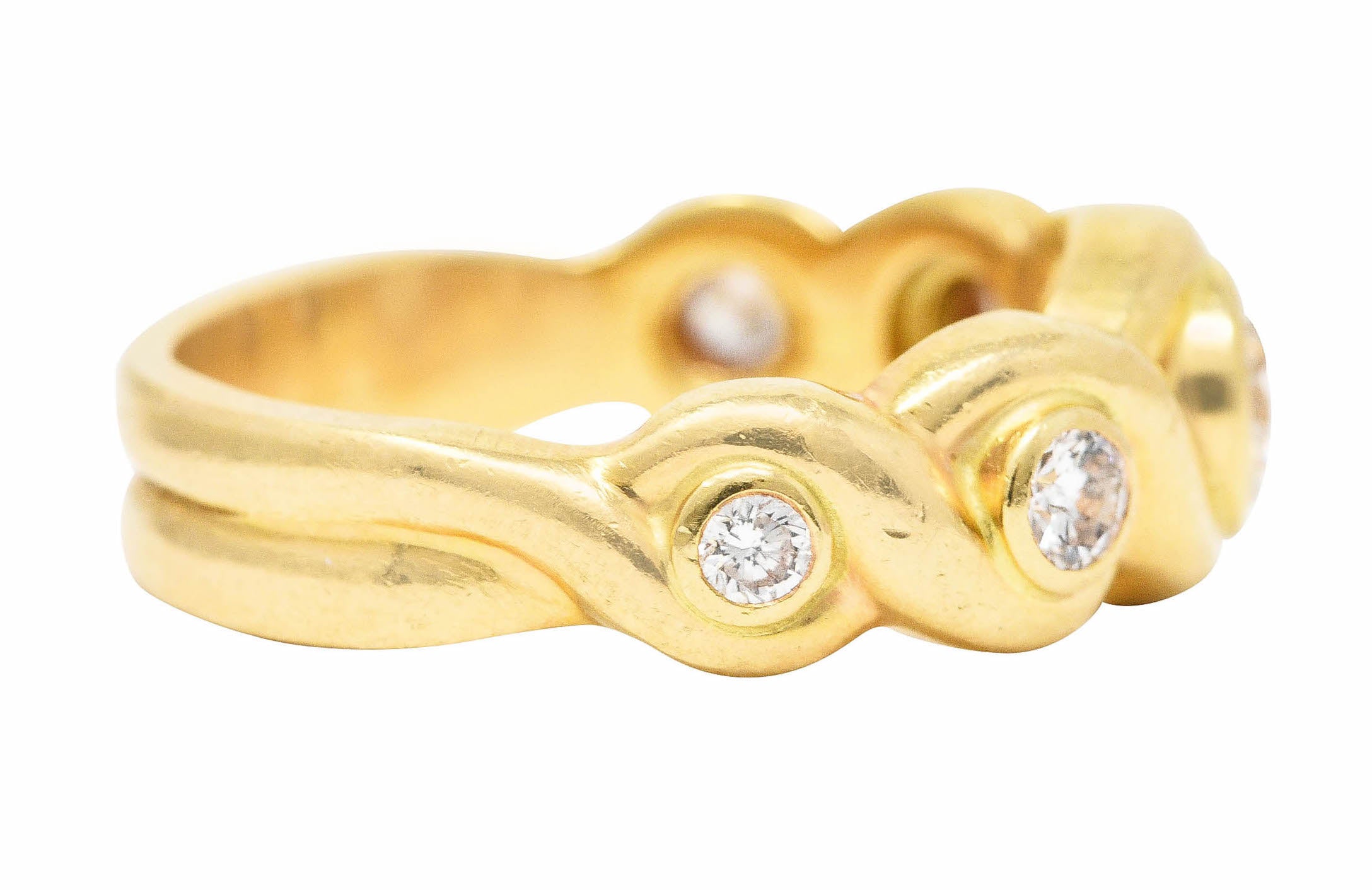 1970's 0.70 CTW 14 Karat Yellow Gold Scroll Vintage Five Stone Ring Wilson's Estate Jewelry
