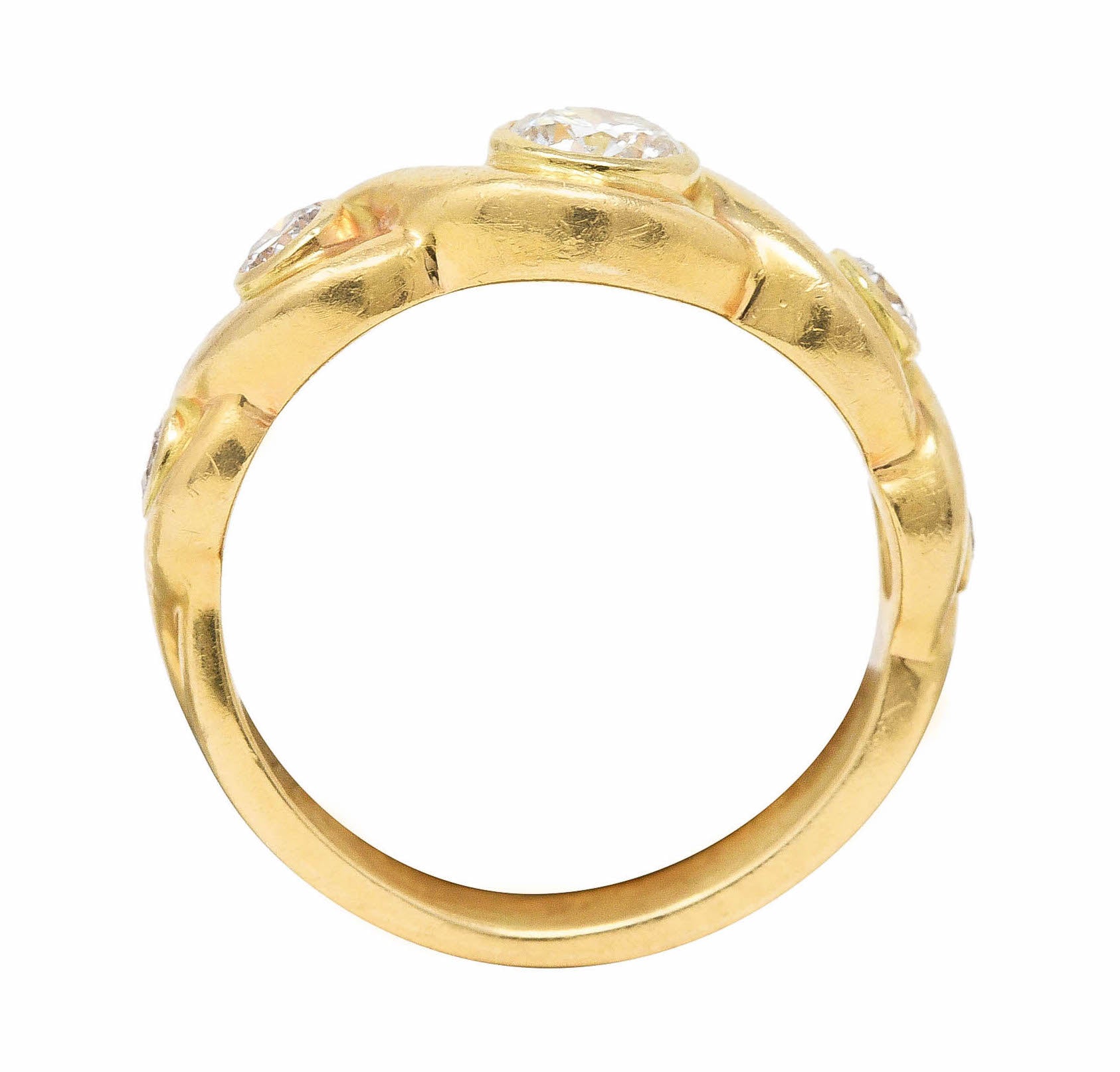 1970's 0.70 CTW 14 Karat Yellow Gold Scroll Vintage Five Stone Ring Wilson's Estate Jewelry